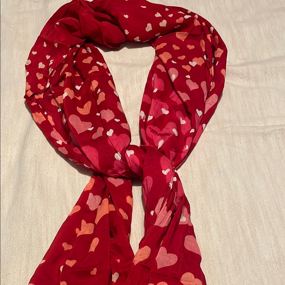 Talbots Red and Pink Heart Pattern Scarf
